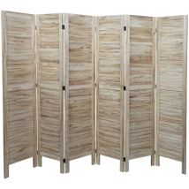 Hegele - Paravent HHG-531, biombo separador de ambientes, aspecto desgastado 170x240cm, marrón claro
