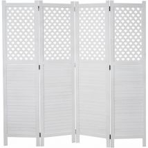 Paravent HHG-914, Raumteiler Trennwand Sichtschutz, Ornamente 170x161cm weiß
