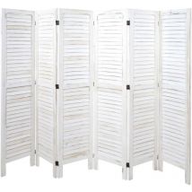 Mendler - Paravent HWC-G30, cloison de séparation, pare-vue, brise-vue, style shabby chic, 170x240cm - blanc