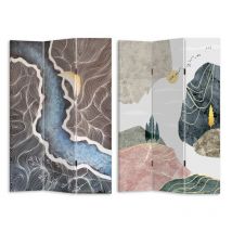 Vacchetti - Paravent impression effet collines multicolores 3 panneaux rectangulaire 120,6x2,5xh180,6x2,5xh180