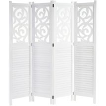 Paravent Izmir, Raumteiler Trennwand Sichtschutz, Ornamente 170x161x2cm, weiß