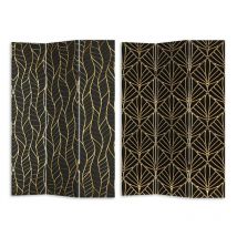 Vacchetti - Paravent imprimé 3 panneaux noir décor orocm 120,6x2,5xh180,6x2,5xh180