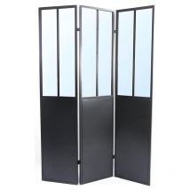 Paravent Raumteiler Industrial Style - 3 Flügel - 180 x 122 cm - Metall - Schwarz - coventry