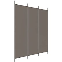 Décoshop26 - Paravent séparateur de pièce cloison 3 panneaux 150 x 200 cm tissu anthracite et fer DEC030723