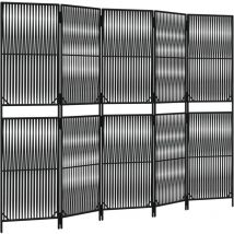 Décoshop26 - Paravent séparateur de pièce cloison 5 panneaux en résine tressée et cadre acier noir DEC031030