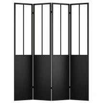 Paravent style atelier industriel en métal 4 pans - L. 160 x H. 178 cm - Noir - KALEVI