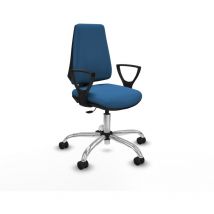 Elche Cp Similpiel Azul Claro Brazos Fijos Base Cromada Ruedas Nailon 65mm