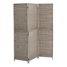 Homegarden - separe in vimini da interno con 3 pannelli e struttura da 135X180 cm grigio