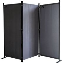 Quick-star - Paravento da Giardino 170 x 165 cm 3 parti pieghevole Divisorio in Tessuto Protezione della Privacy Grigio