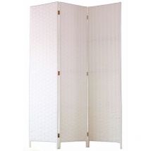 Pegane - Paravento di 3 pannelli in fibre naturale colore bianco - Dim: A180 x L135 cm