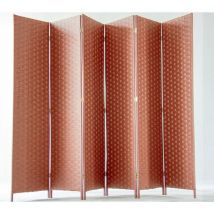 Pegane - Paravento di 6 pannelli in fibre naturale tinta bruna - Dim: A180 x L270 cm