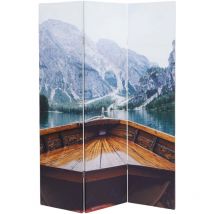 HHG - Paravento divisore doppia immagine 843 3 pannelli 121x180cm lago alpino
