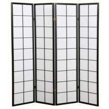 Pegane - Paravento giapponese shoji in legno nerodi 4 pannelli