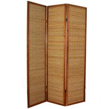 Paravento in legno marrone bambù di 3 pannelli