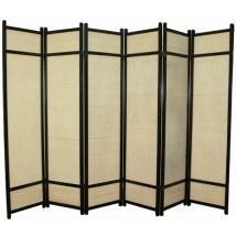 Pegane - Paravento in legno nero in bmanù di 6 pannelli