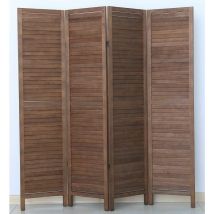 Paravento persiana di 4 pannelli in legno, colore marrone - Dim : A170 x L160 cm