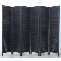 Pegane - Paravento persiana di 6 pannelli in legno, colore nero - Dim : A170 x L240 cm