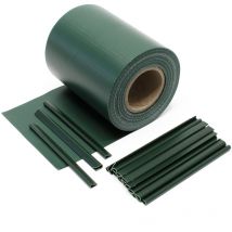 Strisce Frangivista in pvc 35mx19 cm verde 650g/m² con 20 clip Frangivento da recinzione - Wiltec