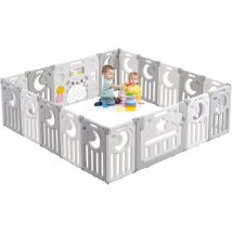 Keepbuying - Parc Bébé 16+2 Panneaux,Clôture Pliant de Protection Bébé Enfants,Grille de Protection en Plastique Écologique avec Porte 190x190cm