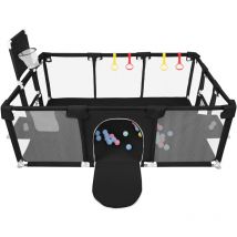 Parc bébé, barrière de sécurité, clôture pour enfants, jouet de jardin central, 180x120x66cm, noir