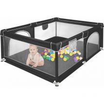 Parc De Jeux Bébé pour Appartement, Sac de rangement inclus, Petit Parc Bebe avec Barrières, 120x160x66cm, Noir