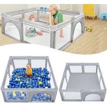 Hengmei - Parc bébé Parc pour Bébé Centre d'Activité Toddler Clôture avec Base Antidérapante Grille de Protection Stable pour Enfants, 200x180x68cm