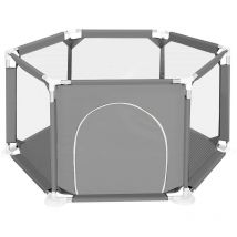 Parc d'enfant cloture de jeu Parc bébé 130x65cm Gris Tiga