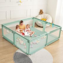 Parc d'enfant cloture de jeu avec panier de basket Vert 180 x 200 x 66cm
