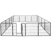 Petigi - Parc Enclos Cage pour Chiens Chiots Animaux Lapin Métal Solide 16 Panneaux 80 cm