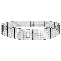 Petigi - Parc Enclos Cage pour Chiens Chiots Animaux Lapin Métal Solide 24 Panneaux 100 cm