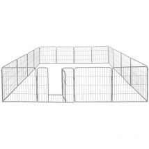 Petigi - Parc Enclos Cage pour Chiens Chiots Animaux Lapin Métal Solide 16 Panneaux 60 cm Argent