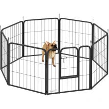Pawhut - Parc enclos chien modulable pliable 8 panneaux porte verrouillable acier époxy noir