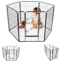 Recinto Per Cani, Cuccioli E Conigli Gardeo80x100x6, 6 Pannelli 80x100cm, 1,28m2, Modulabile, Per Interni Ed Esterni, Pieghevole, Garanzia 5 Anni 