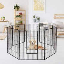 Skecten - Parc Enclos pour Chiens Métal pour Chiots Animaux Grillage Rongeur Petit Avec Porte 8 Panneaux