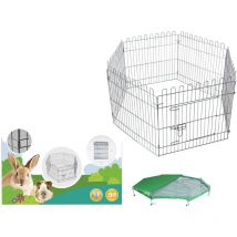 Vadigran - Parc hexagonal avec filet 60 x 60 cm pour chiot et lapin