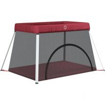 Parc pour bébé avec matelas Rouge Tissu de lin