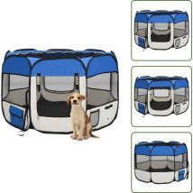 Vidaxl - Parc pour chiens pliable avec sac de transport Bleu 90x90x58 cm - Parc Pour Chien - Enceinte Pour Chien - Espace Pour Chien - Cage Pliante