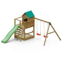 Fungoo - Casetta con Sabbiera Scivolo e doppia Altalena in legno Jarcas 4