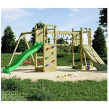 Parco giochi in legno Fungoo Maxi Exposure con scivolo, altalene, ponte e arrampicata
