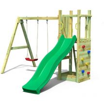 Playtown - Scivolo e due Altalene in legno Fungoo Funny 3 gioco in legno per giardino