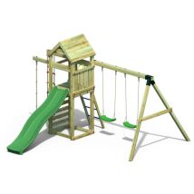 Parco Giochi Bimbi Da Giardino In Legno Torretta Altalena Scivolo Corda