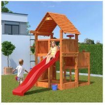 Fungoo - Parco giochi in legno big leader Casetta, Scivolo, Arrampicata, Sabbiera