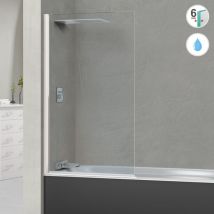 Superban - Pare Baignoire fixe + pivotant gauche en verre sécurité transparent ép 6mm anti calcaire, L85H147 cm, profilé blanc Alsace Sport