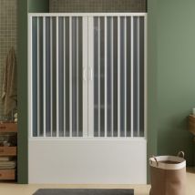 Idralite - Pare-baignoire douche pliante en pvc réductible réversible h 150 mod. Ibisco avec ouverture Centrale 140 cm