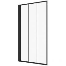 Vente-unique - Pare-baignoire pivotant noir mat look atelier - 80 x 140 cm - dolana