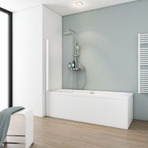 Pare-baignoire pliant, verre 5 mm, paroi de baignoire 1 volet Capri, écran de baignoire pivotant Schulte Verre transparent, profilé blanc, 60 x 140 cm