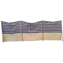 Pare-vent plage 2.7m tissu 100% coton Evora Bleu - écru et rouge
