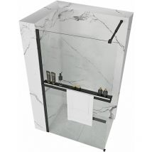 REA - pared de la ducha aero black mat 100 + estantería evo