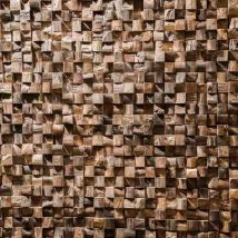 Wanda Collection - Parement mosaïque en teck recyclé naturel carré 20cm x 55cm