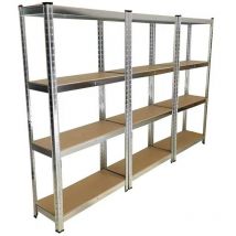 EURO VANADIUM - Dreifaches robustes Metallregal, 2 m 10 lang, 12 Ablagen Holz 40 cm